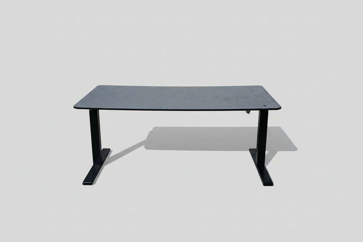 Paustian Hæve-Sænkebord 160x80 – Gråt Stof & Sort Stel