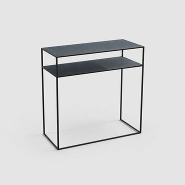 Sort Konsolbord i Stål med 2 Hylder – 84x35 cm