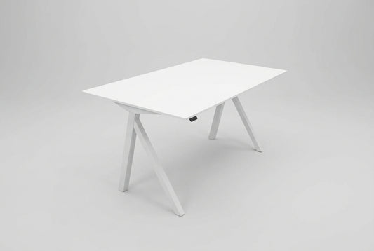 Arnehus hæve-sænkebord 120x80 cm hvid HPL med affasede kanter set forfra