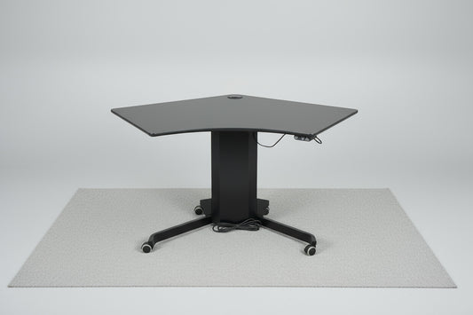 Conset hæve-sænkebord i sort – set forfra med justerbart stel.