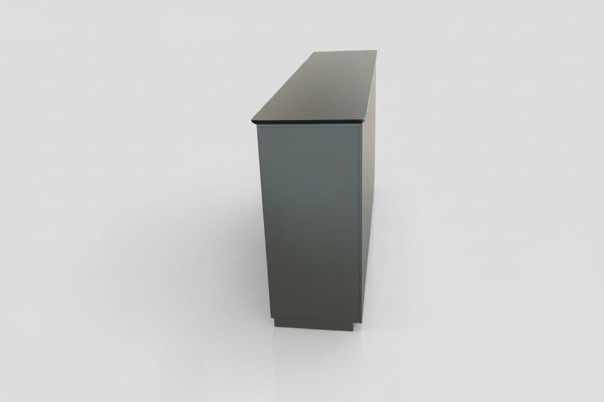 Cube Design reol set fra siden i antracitgrå med dybde 48 cm og moderne design
