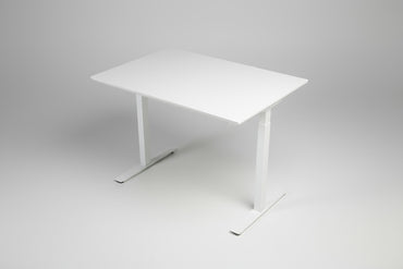 Dencon hæve-sænkebord hvidt stel og bordplade – ergonomisk skrivebord 100x80 cm