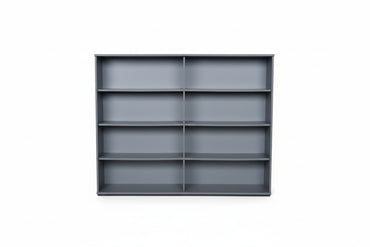 Holmris B8 reol i antracitgrå set forfra med 8 hylder, 180x41x145 cm.