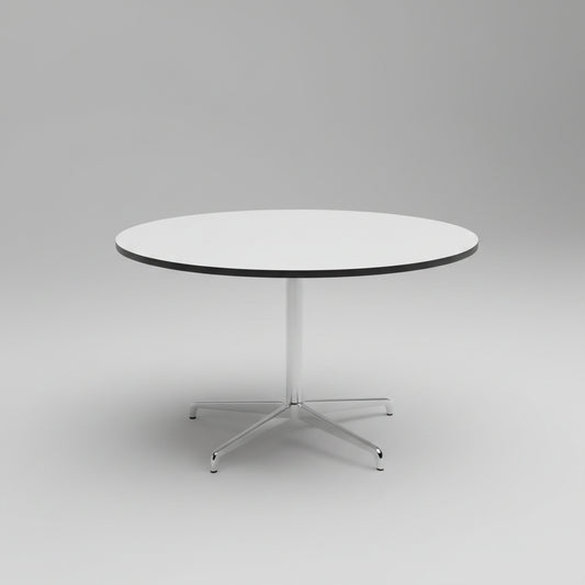Holmris Genese rundt bord i hvid set forfra – Ø120 cm møde- eller spisebord med dansk design