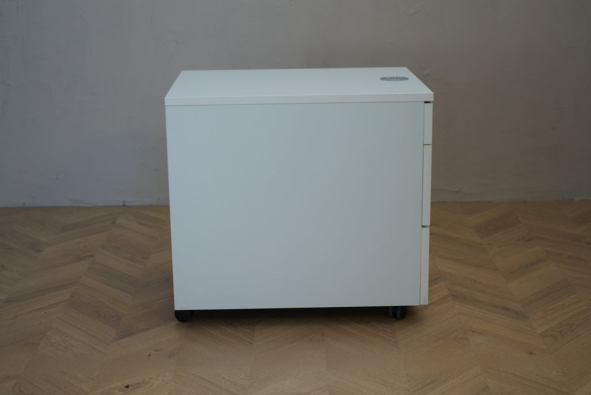 Hvid skuffekassette på hjul 45x60x56 cm set fra siden