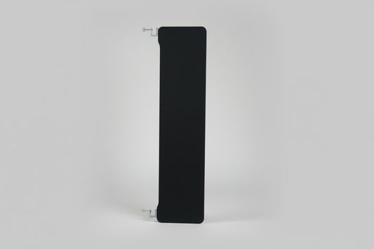 Lintex sort bordskærm med gummikantliste set forfra