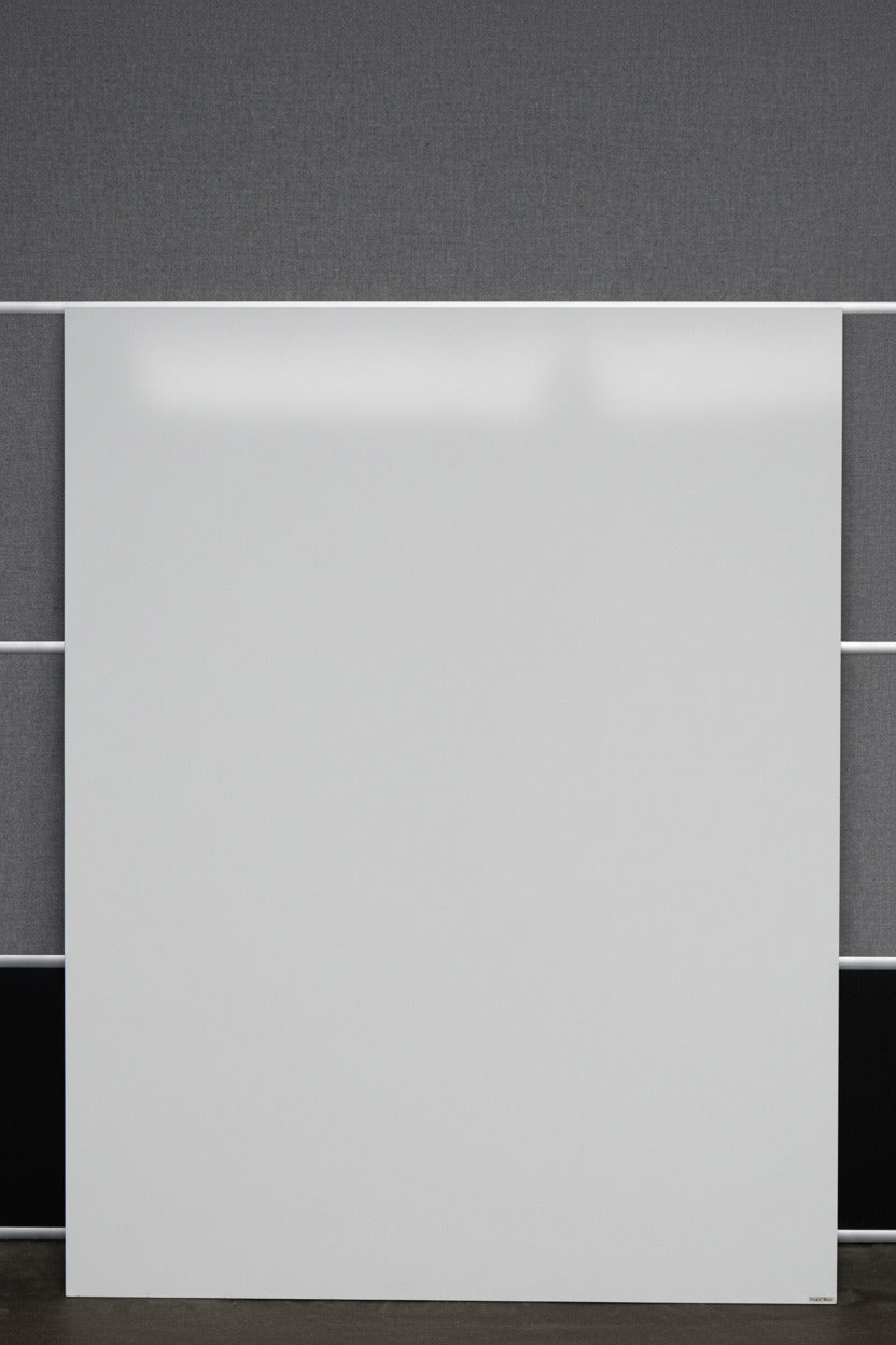 Lintex hvidt magnetisk whiteboard med beslag set forfra