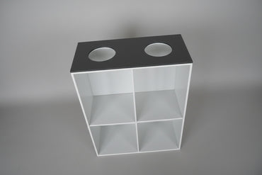 Montana miljøstationsreol set ovenfra med fire rummelige rum