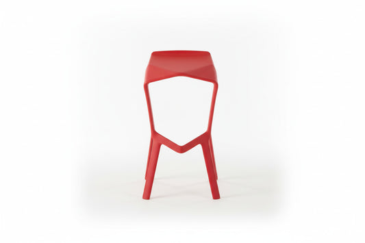 Rød Mura barstol i plastik set forfra