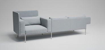 Offect loungesofa 280x96 i grå set bagfra, modulopbygget og funktionel sofa til professionelle miljøer.