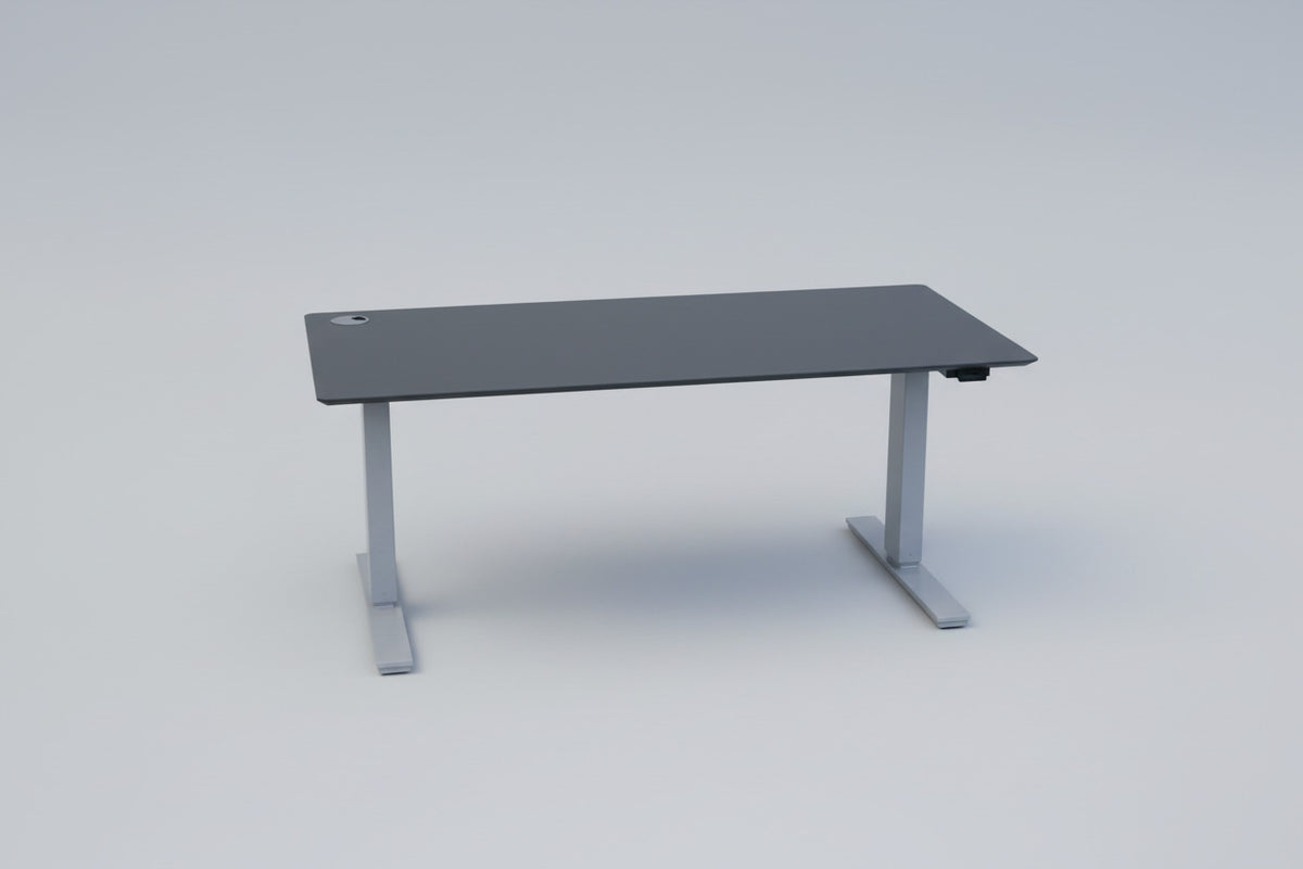 ScanOffice hæve-sænkebord 160x80 i antracit laminat set forfra