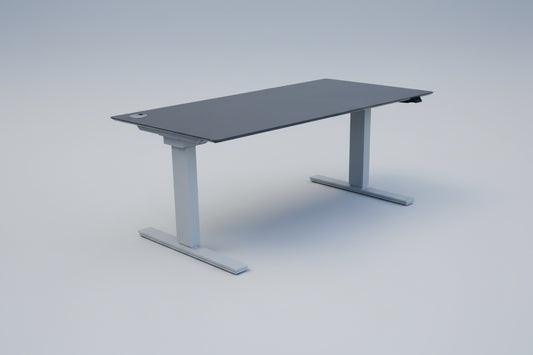 ScanOffice hæve-sænkebord 160x80 i antracit laminat set skråt med faset kant