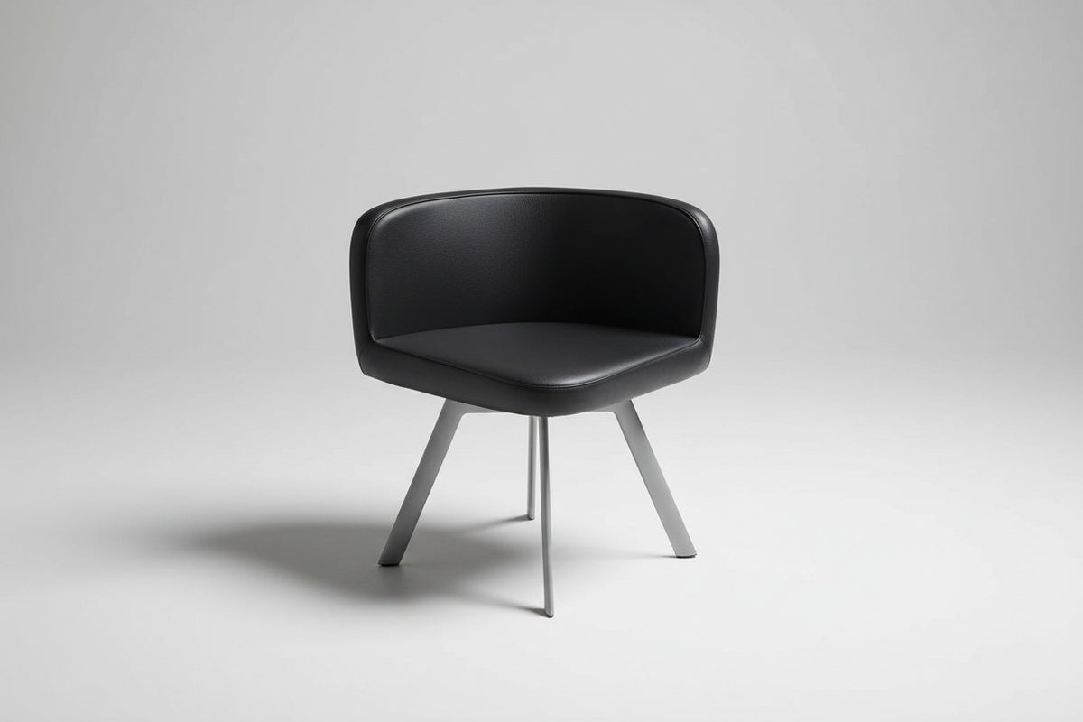 Sort spisebordsstol med 44 cm siddehøjde set forfra