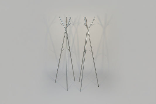 Sæt med 2 stumtjenere i krom med moderne design og flere knager.