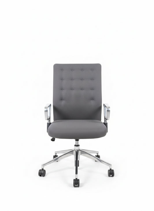 Vitra ID Trim kontorstol i grå med armlæn – ergonomisk design