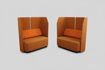 Kinnarps Fields Samtalesofa Orange – Sæt med 2 | Lydabsorberende Lounge