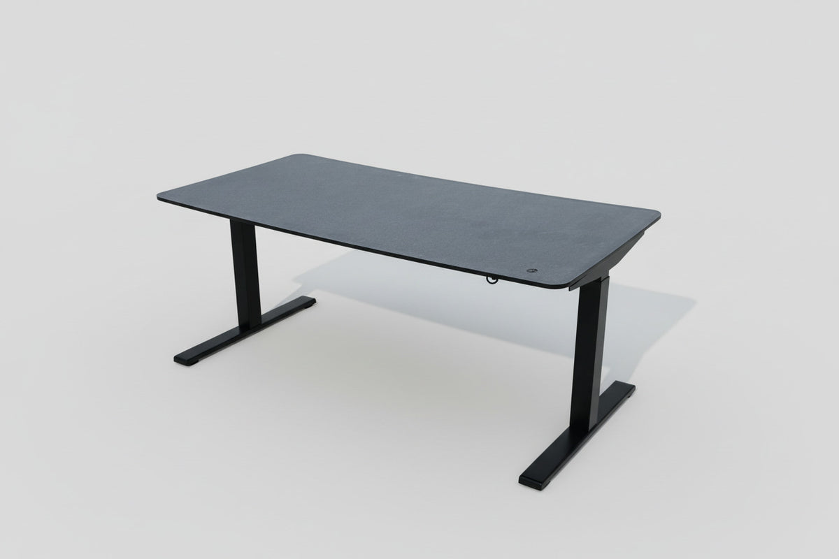 Paustian Hæve-Sænkebord 160x80 – Gråt Stof & Sort Stel