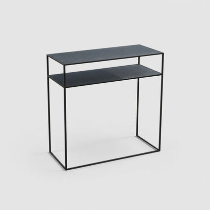 Sort Konsolbord i Stål med 2 Hylder – 84x35 cm