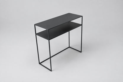 Sort Konsolbord i Stål med 2 Hylder – 84x35 cm