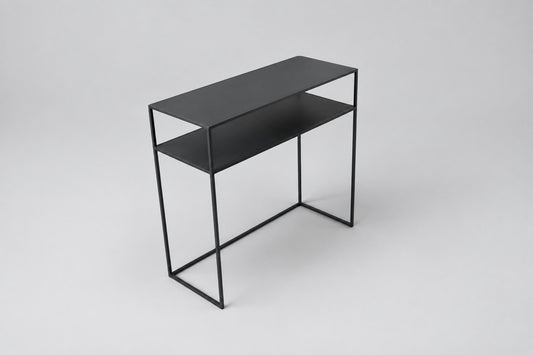 Sort Konsolbord i Stål med 2 Hylder – 84x35 cm