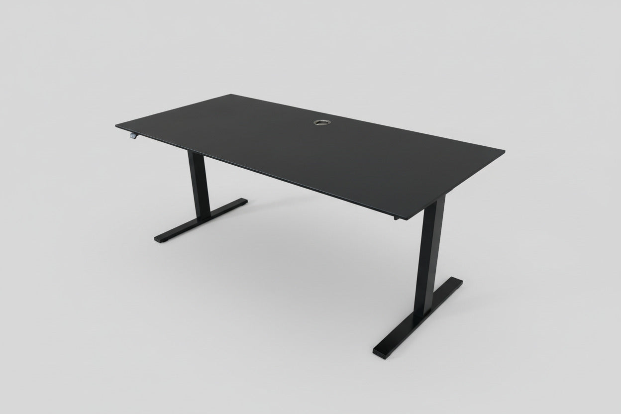 LINAK hæve-sænkebord 180×80 – Sort linoleum