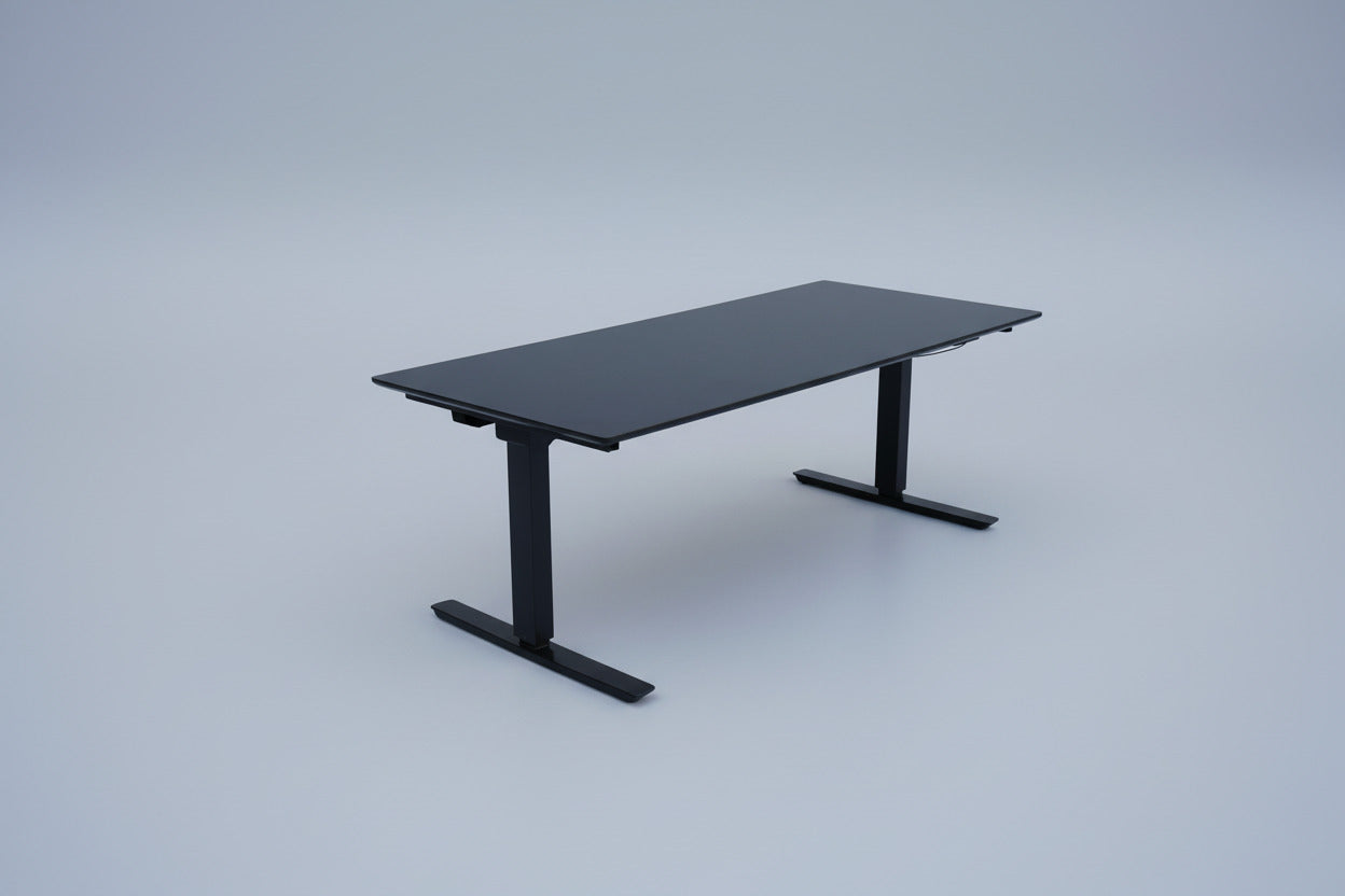 Cube Design hæve-sænkebord 180x80 cm sort laminat set forfra