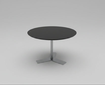 Dencon rundt bord Ø110 cm med sort linoleum og sort affaset kant – frontvisning