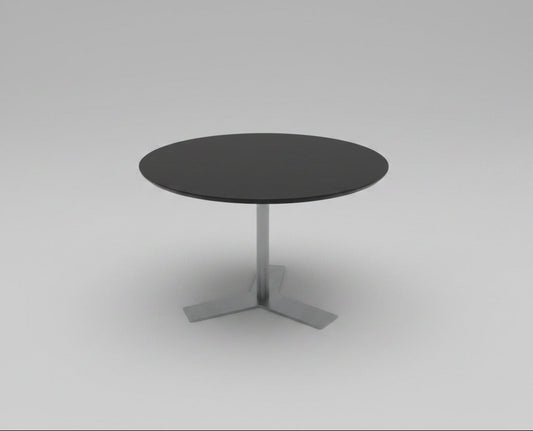 Dencon rundt bord Ø110 cm med sort linoleum og sort affaset kant – frontvisning
