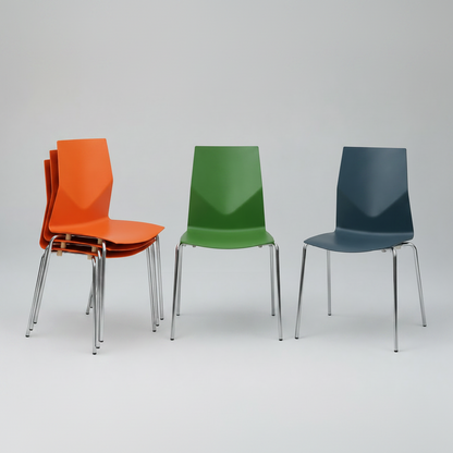 Four Design FourCast konferencestole i grøn, grå og orange med krom stel