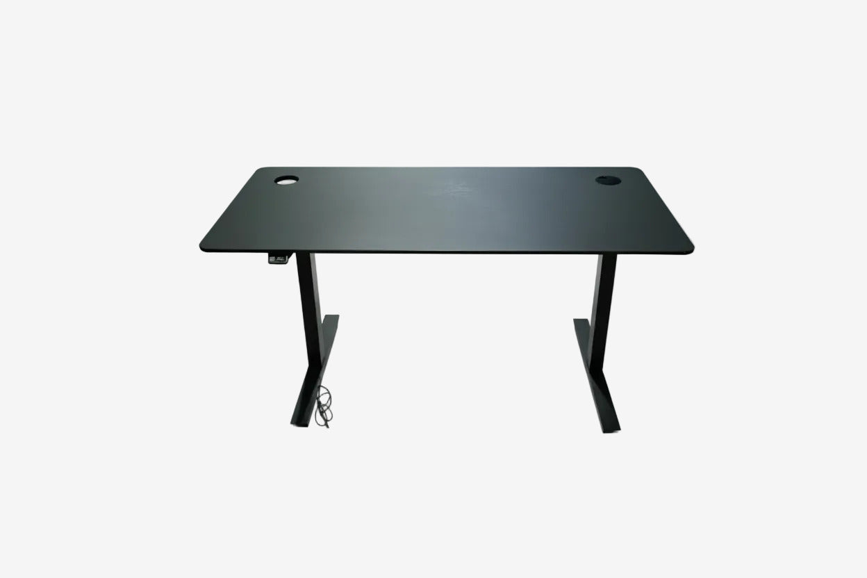 Holmris B8 hæve-sænkebord 140x70 cm med sort stel – set forfra