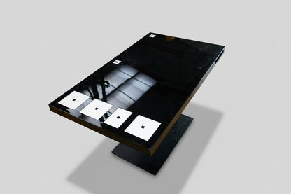 Holmris B8 Milk hæve-sænkebord i sort højglans 140x82 cm – set ovenfra