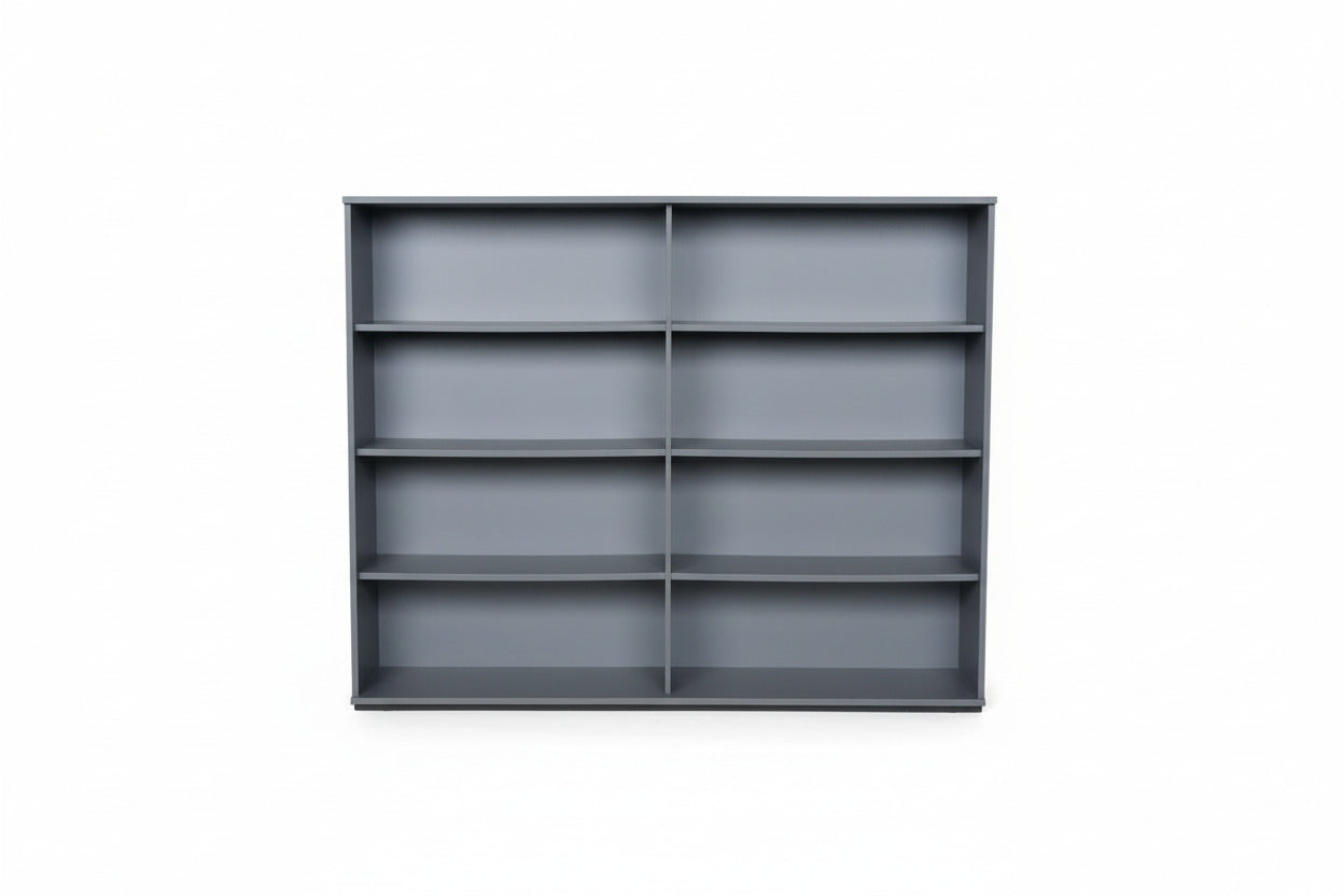 Holmris B8 reol i antracitgrå set forfra med 8 hylder, 180x41x145 cm.