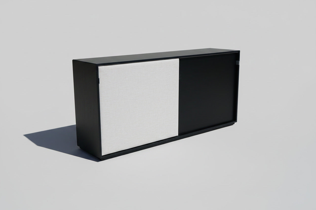 Holmris B8 sort reol med skydelåger front – stilren kontor opbevaring 158 cm
