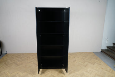 Holmris højt skab i sort med hylder – åben visning, 78x35x186 cm kontorskab