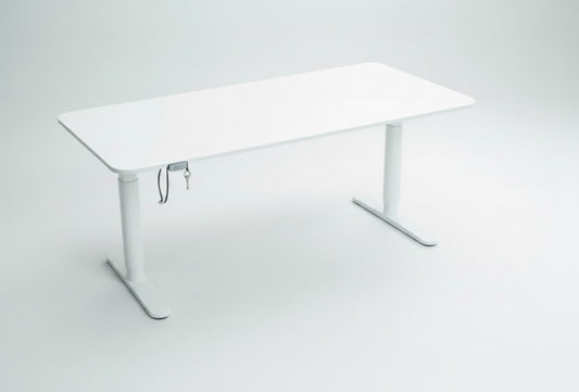 IKEA Bekant hæve-sænkebord 160x80 cm hvid med elektrisk højdejustering set forfra