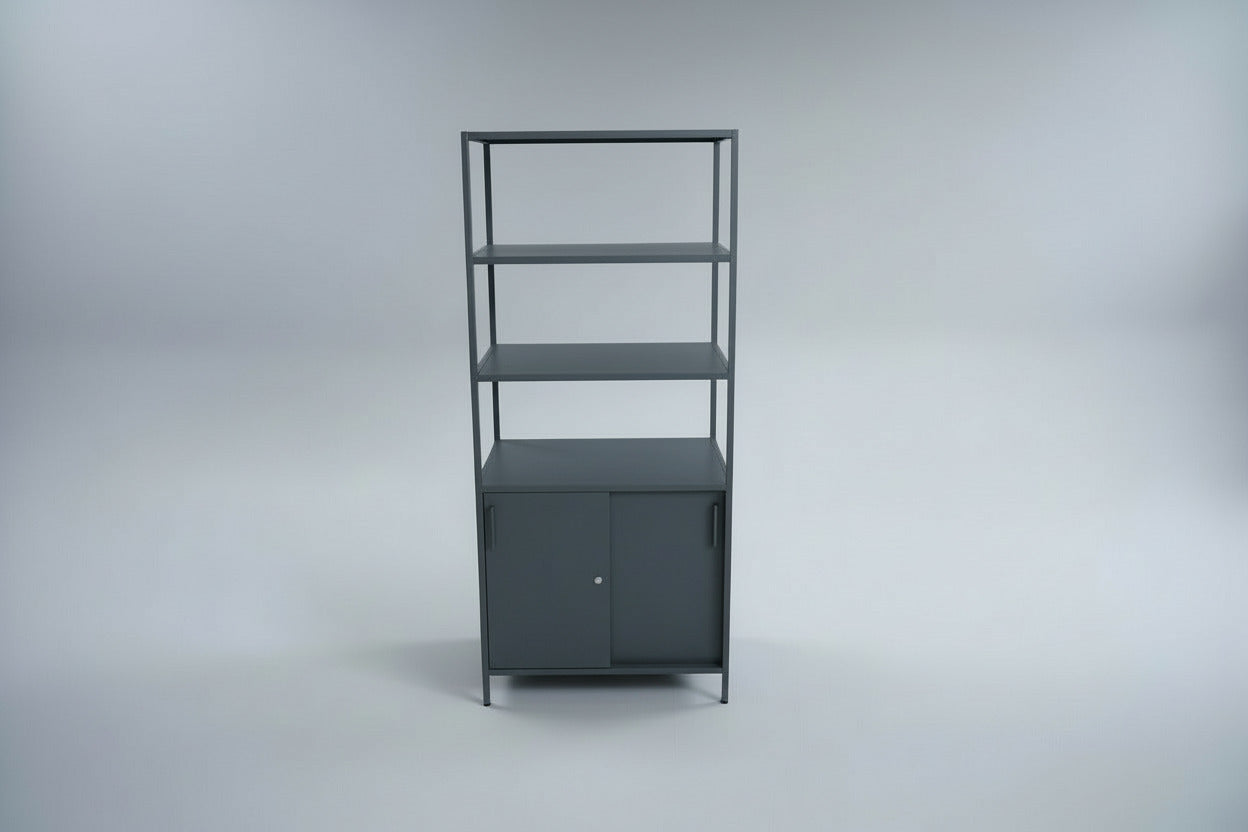 IKEA skab med skydedøre i antracitgrå set forfra