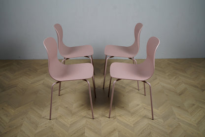 Fire rosa Kinnarps Neo Lite stole set ovenfra – elegante spisestole eller mødestole i moderne skandinavisk design.
