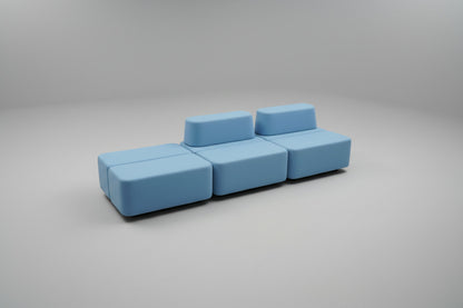 Martela Movie modulsofa i blå med 3 moduler set forfra