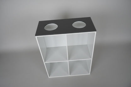 Montana miljøstationsreol set ovenfra med fire rummelige rum