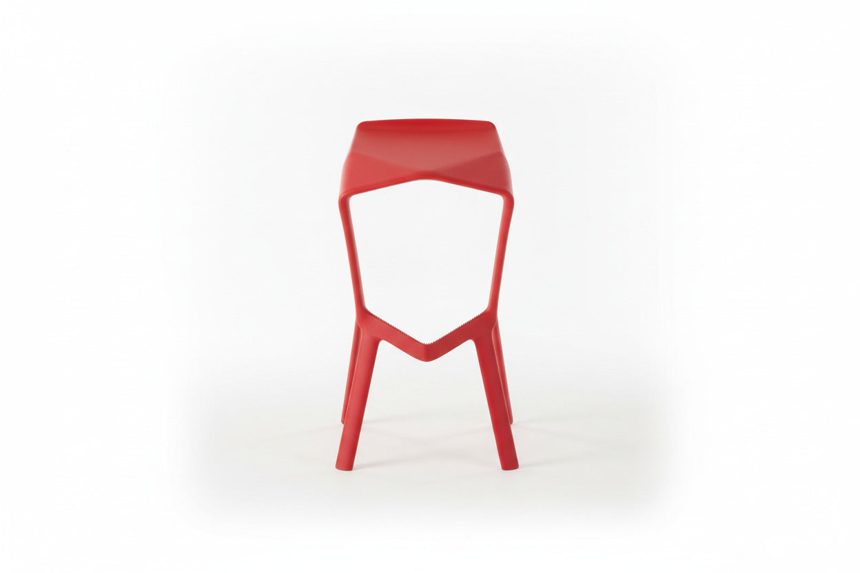 Rød Mura barstol i plastik set forfra
