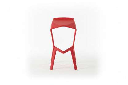 Rød Mura barstol i plastik set forfra