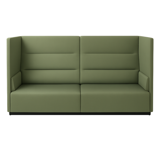 Offect Akustik 4-personers loungesofa i grøn set forfra med højt ergonomisk ryglæn