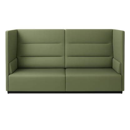 Offect Akustik 4-personers loungesofa i grøn set forfra med højt ergonomisk ryglæn