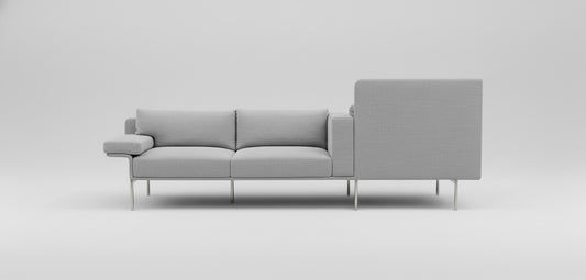 Offect loungesofa 280x96 i grå set forfra, stilfuld og komfortabel 3-personers sofa til loungeområde.