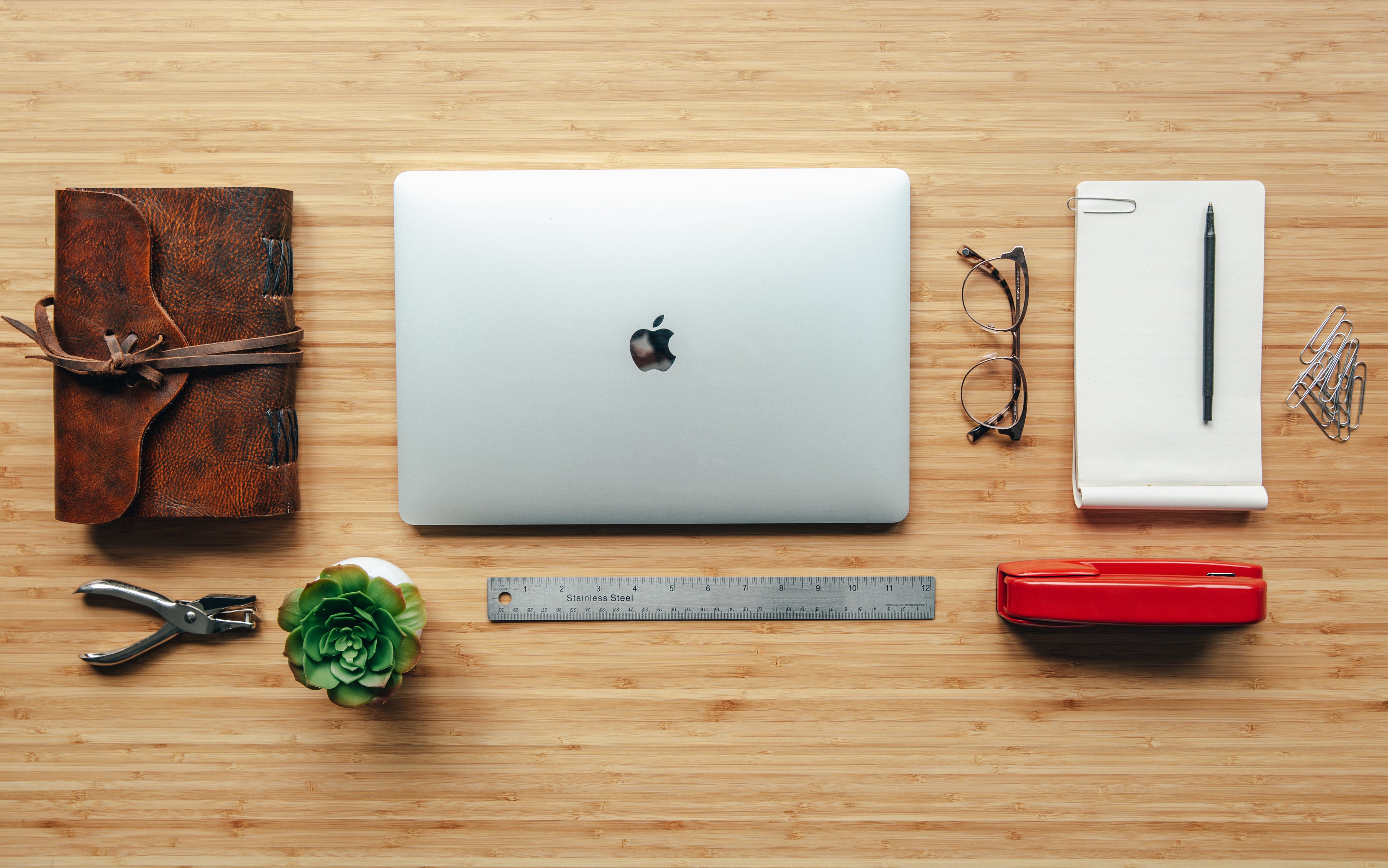 Office wooden desk workspace