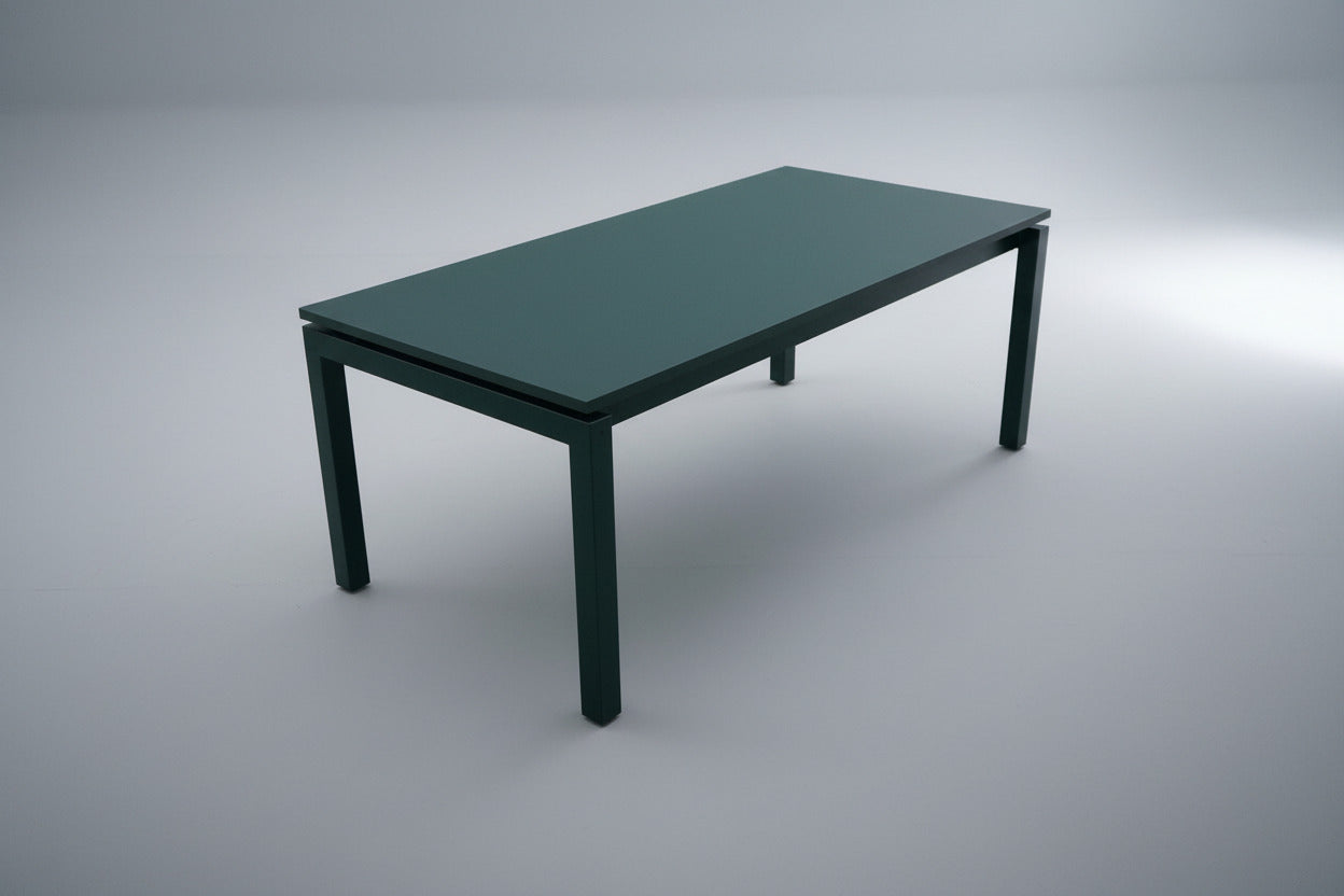 Paustian PO40 hæve-sænkebord 180x90 cm i grøn linoleum – sidevisning