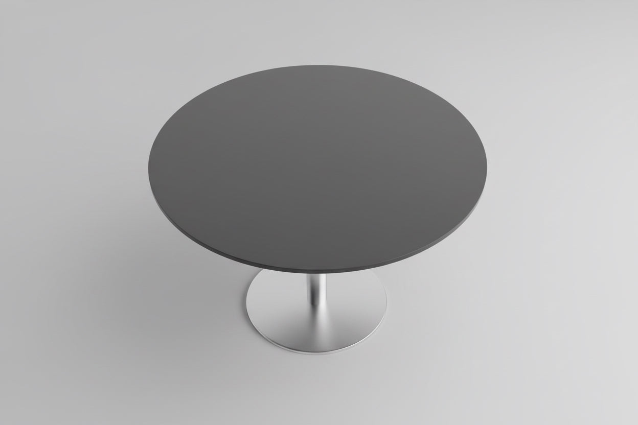 Ovenfra visning af Pedrali 3D rundt cafébord Ø120 med antracitgrå bordplade