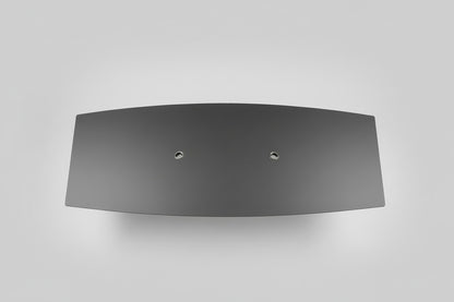 Pedrali konferencebord i sort linoleum set oppefra med tøndeformet bordplade og to kabelgennemføringer.