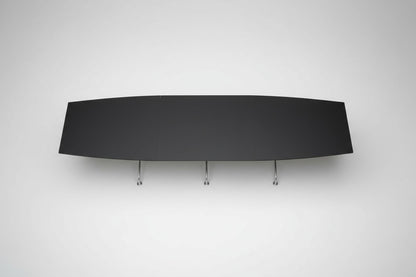 Randers+Radius sort mødebord i linoleum set fra skrå vinkel – konferencebord 420x120 cm