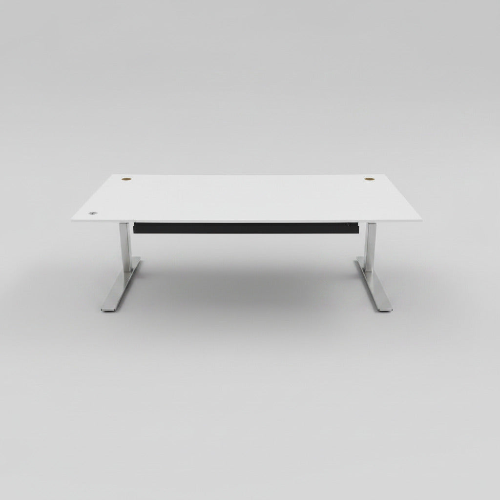 Rumas hæve-sænkebord 180x90 cm i hvid laminat set forfra
